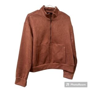 T Tahari Rust Rose Gold Pullover Sweatshirt Large